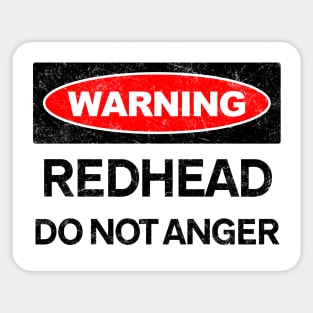 Warning, Redhead, Do Not Anger Sticker